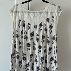 Lucky Brand Ivory Floral Crochet Blouse
